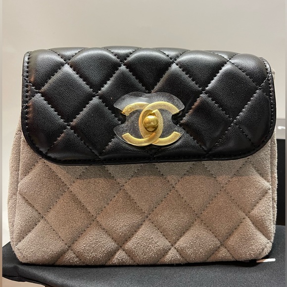 Black and Gray Quilted Crossbody Bag - Picture 1 of 7